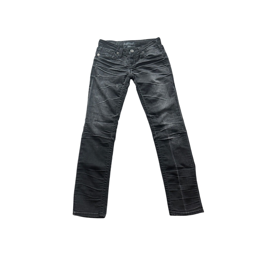 Big Star Nico Black Whiskered Low Rise Straight Jeans 27 Y2K Punk Grunge Indie